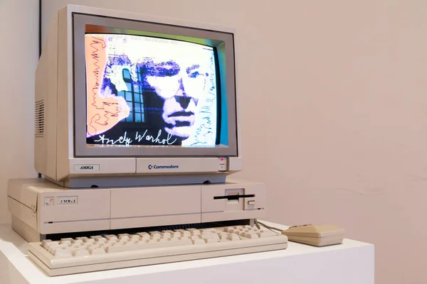Venaria Reale Italy October 2022 Computer Commodore Amiga 1000 Floppy — Zdjęcie stockowe