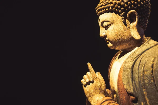 Buddha Staty Begreppet Zen Andlighet Fred Kopiera Utrymme Svart Bakgrund — Stockfoto