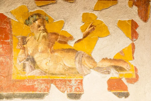 Italy Pompeii Roman House Interior Antique Fresco Decoration Ancient Wall — Zdjęcie stockowe
