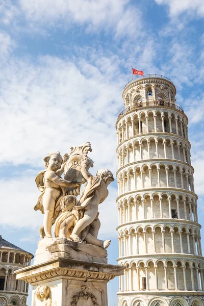 Pisa Itália Monumento Famoso Torre Inclinada Com Céu Azul Mármore — Fotografia de Stock