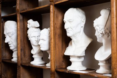 Possagno, Italy - August 2022: Antonio Canova collection. Classical sculptures in white marble located in his native house