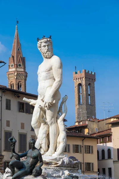 Florens Italien Neptunfontänen Marmor Skulptur Renässans Mästerverk Naken Poseidon Staty — Stockfoto