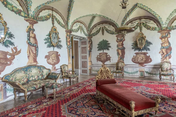 Masino Włochy Kwiecień 2023 Barokowa Salon Starym Zamku Vintage Wnętrza — Zdjęcie stockowe