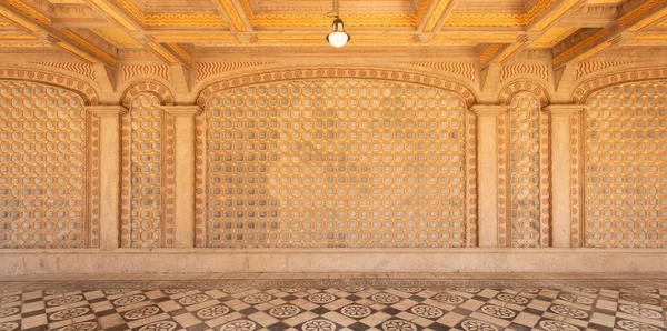 Parede Antiga Palácio Antique Vazio Decorado Interior Com Piso Tradicional — Fotografia de Stock