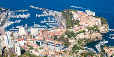 Monte Carlo - August 2022: panoramic view of the city with blue sea in Summer