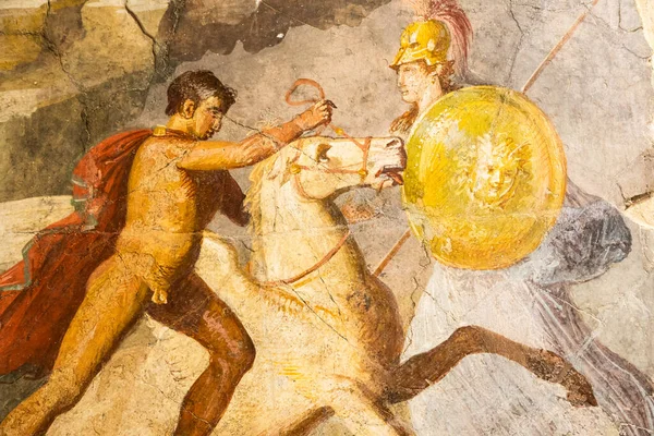 Italien Pompeji Romerskt Hus Interiör Antik Fresk Dekoration Antik Väggmålning — Stockfoto