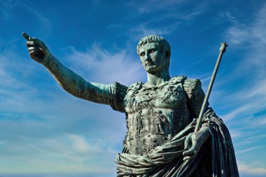 Julius Caesar, ancient statue in Rome, Italy. Concept for leadership, personal growth, personal development, self help clipart