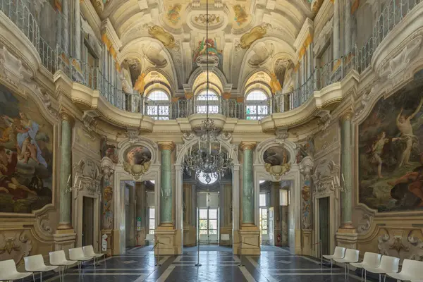 Turim Itália Junho 2022 Interior Barroco Luxo Com Mármore Palácio — Fotografia de Stock