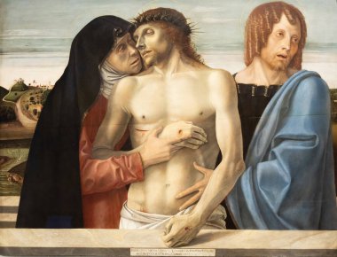 Milano, İtalya - 03 Ocak 2024: Rondanini Pity, 1564, Michelangelo Buonarotti 'nin tamamlanmamış son mermer heykeli