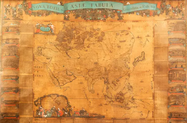 Генуя Италия Декабря 2023 Года Древняя Картография Расположенная Дворце Спинола Стоковое Изображение