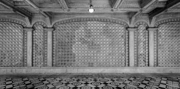 Стара Стіна Палацу Антикварний Порожній Декорований Інтер Традиційною Підлогою Ніхто Ліцензійні Стокові Зображення