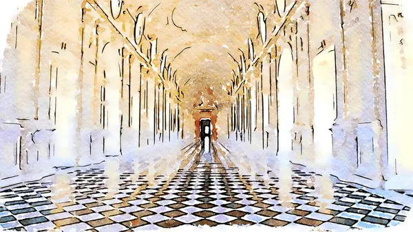 Kreative Illustration Der Galerie Reggia Venaria Reale Italien Luxus Marmor Stockfoto