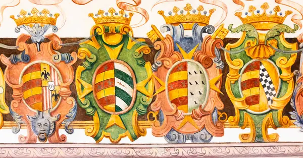 Antieke Heraldische Vlag Middeleeuwse Decoratie Ornament Vintage Schild Vorm Rechtenvrije Stockfoto's