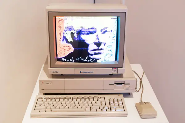 Venaria Reale Italy October 2022 Computer Commodore Amiga 1000 Floppy Stockbild