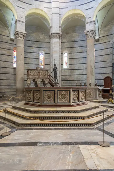 Pisa Italy June 2023 Baptistery Interior Basilica Altar Catholic Church Stock Photo