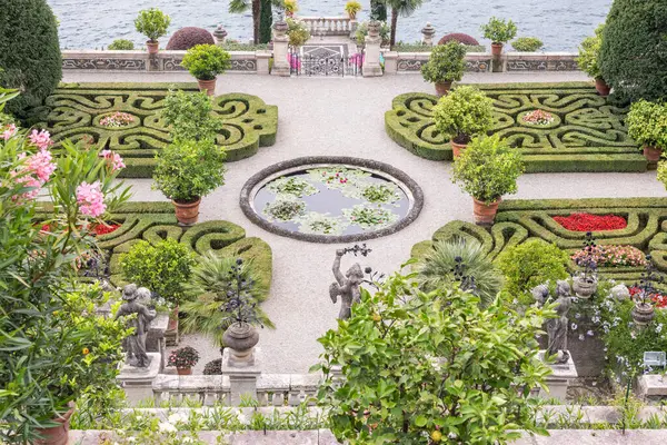 Isola Bella Ιταλία Αυγούστου 2023 Μπαρόκ Ιταλικό Κήπο Στη Λίμνη Royalty Free Εικόνες Αρχείου