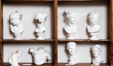 Possagno, Italy - August 2022: Antonio Canova collection. Classical sculptures in white marble located in his native house