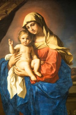 Torino, İtalya - 22 Nisan 2023: The Madonna of the Benediction, Giovanni Francesco Barbieri, ismi Guercino, 1651
