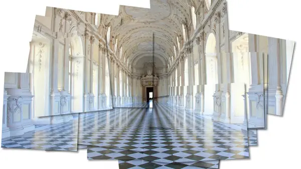 stock image Creative picture of Reggia di Venaria Reale gallery - Italy. Luxury marbles in baroque Royal Palace