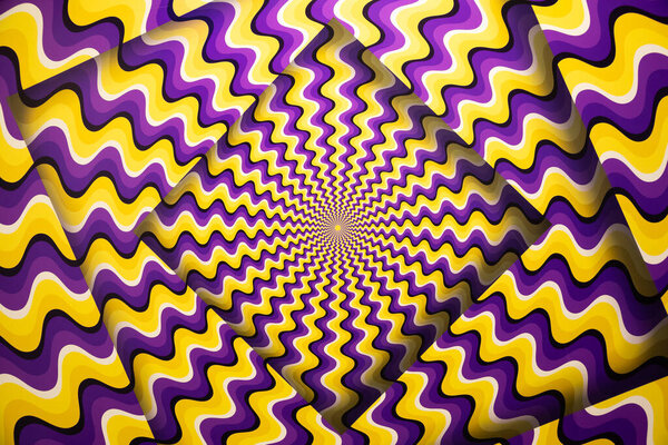 Optical illusion horizontal background. Abstract curves, geometric effect.