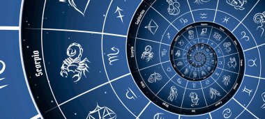 Mavi astrolojik geçmiş. Yıldız falı, gizem, sihir, astrolojik işaret. Kimse..