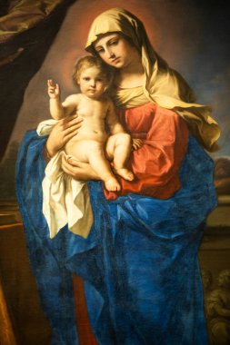 Torino, İtalya - 22 Nisan 2023: The Madonna of the Benediction, Giovanni Francesco Barbieri, ismi Guercino, 1651