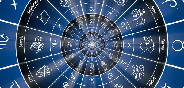 Mavi astrolojik geçmiş. Yıldız falı, gizem, sihir, astrolojik işaret. Kimse..