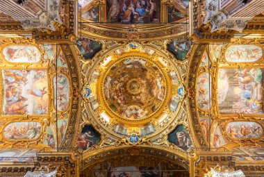 Cenova, İtalya - 8 Ağustos 2023: Annunziata Kilisesi - Bazilika della Santissima Annunziata - İtalya 'nın en güzel Katolik Kiliselerinden biri