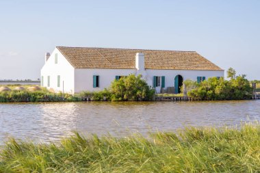 Comacchio lagünü, İtalya - 28 Temmuz 2024: geleneksel yılan balığı avlama istasyonu