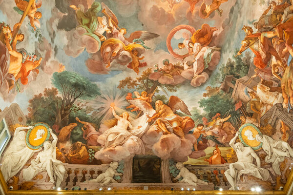 Рим, Италия - 28 декабря 2023: Галерея Боргезе - Боргезе Галерея - деталь потолочной фрески