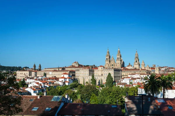 Panorama Pohled Santiago Compostela Jak Vidět Parku Parque Alameda Věžemi — Stock fotografie