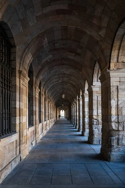Narrow Stone Arcades Old Town Santiago Compostela Galicia Spain — Stock Photo, Image