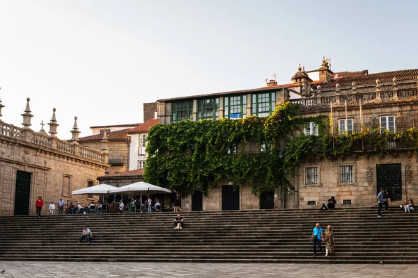 Santiago Compostela España Septiembre 2022 Escaleras Extremo Famosa Plaza Quintana —  Fotos de Stock