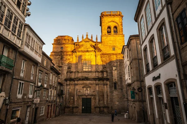 Santiago Compostela Spanien September 2022 Typischer Schmaler Platz Mit Terrassen — Stockfoto