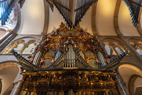 Główny Organ Katedrze Santiago Compostela 1211 Historyczne Miejsce Pielgrzymki Drogą — Zdjęcie stockowe
