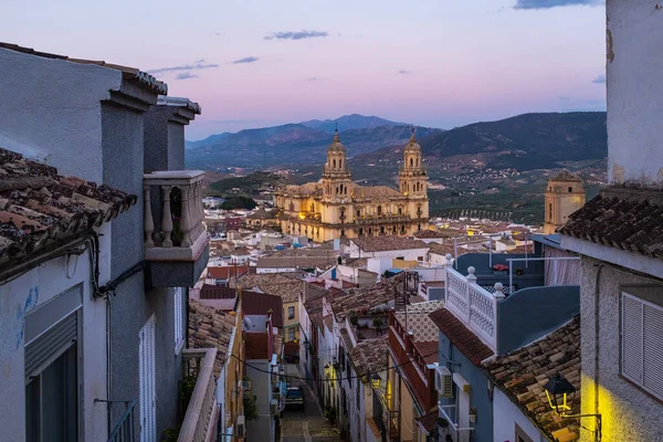 Cityscape Andalusian City Jaen Dusk Cathedral Recognized Rooftops — Stock Photo, Image
