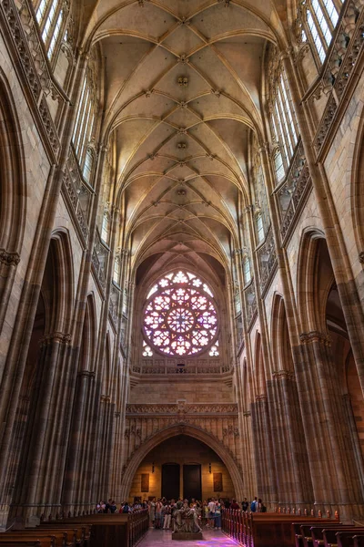 Prague Czech Republic August 2022 View Main Nave Vitus Cathedral — Stock Photo, Image