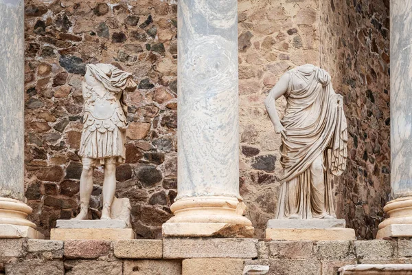 Szczegóły Rzymskiego Teatru Merida Estremadurze Hiszpania Zbudowany Latach Jest Nadal — Zdjęcie stockowe
