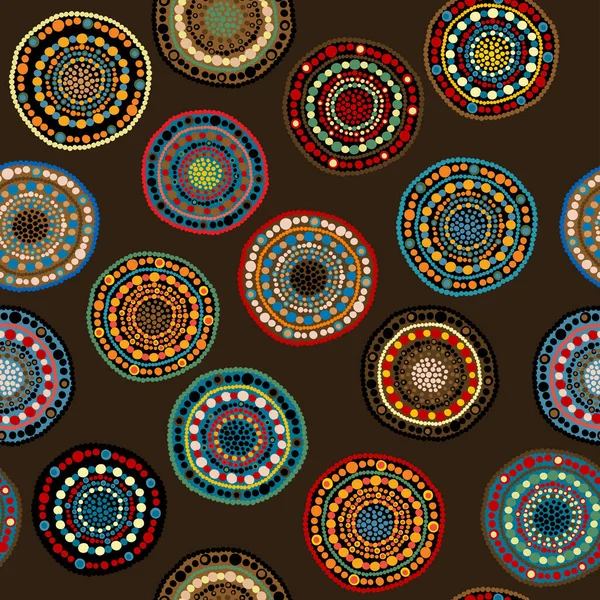 Modèle Géométrique Ethnique Africain Avec Des Formes Rondes Pointillées — Image vectorielle