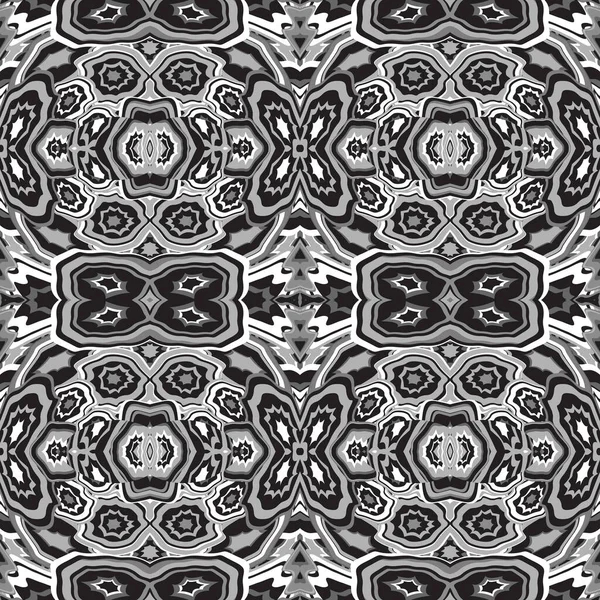 Abstract Naadloos Patroon Van Gestileerde Geometrische Motieven Zwart Witte Kleuren — Stockvector