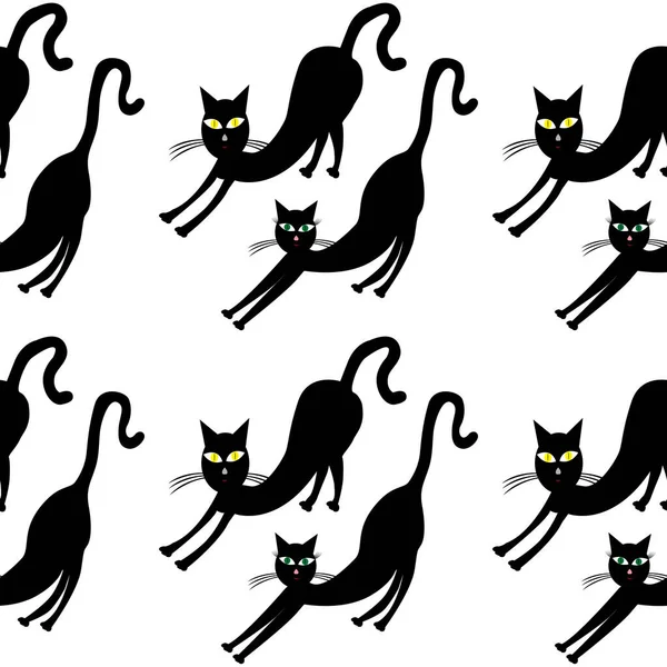 Tecknad Katt Sträcker Sig Efter Sömn Sömlös Bakgrund För Barn — Stock vektor