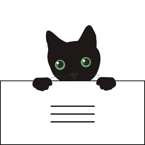 Niedliche Schwarze Katze Spion Auf Sie Illustration Mit Platz Für — Stockvektor