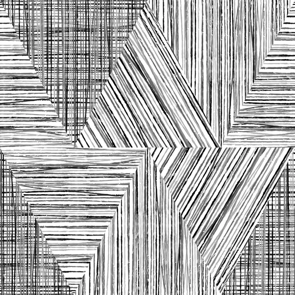 Randig Grunge Geometrisk Sömlös Bakgrund Med Svart Och Vitt Trianglar — Stock vektor