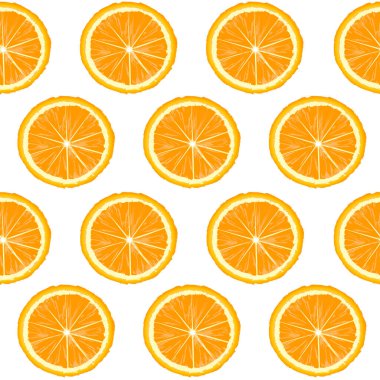 Rows with orange slices on white background, seamless pattern