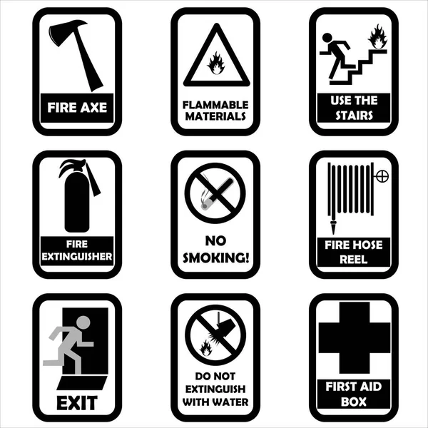 Set Fire Warning Signs — Archivo Imágenes Vectoriales