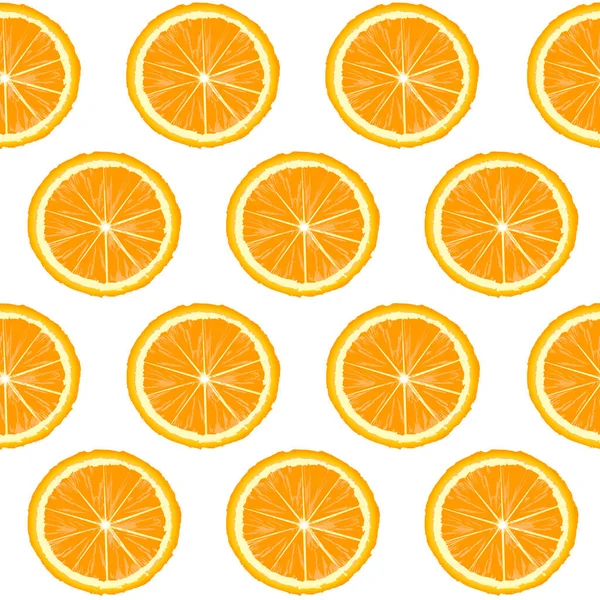 Stock vector Rows with orange slices on white background, seamless pattern