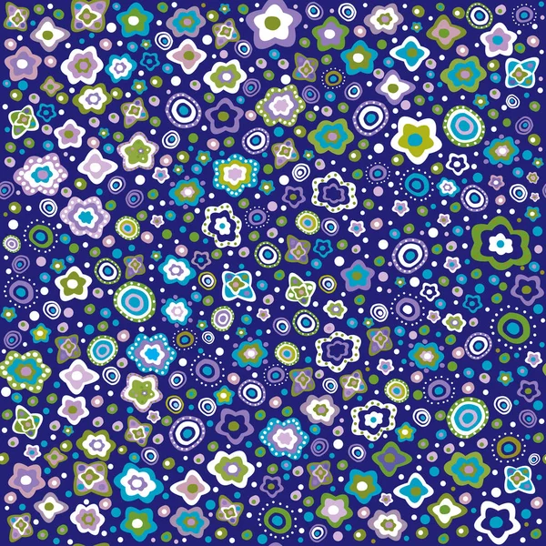 Spring Seamless Pattern Flowers Made Circles Dots — Vetor de Stock