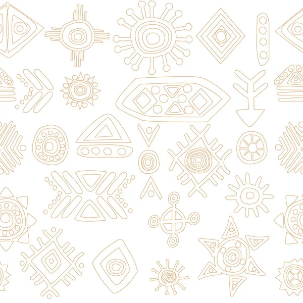Abstract African Tribal Geometric Motifs Background — Stock Vector