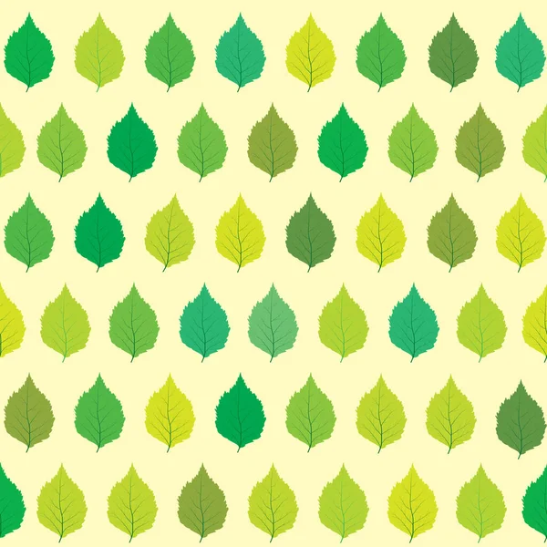 Rows Green Leaves Seamless Pattern — Stock Vector