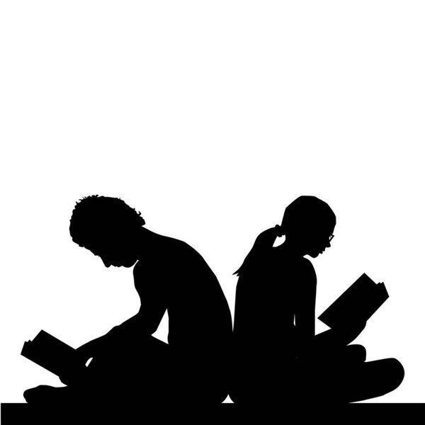 Young man and woman studying